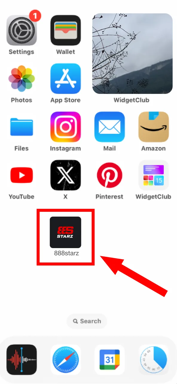 Skrót 888starz iOS na ekranie głównym.