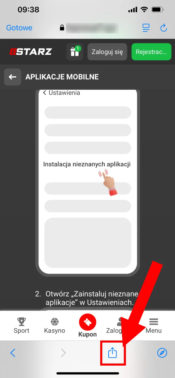 Ikona Udostępnij w przeglądarce dla 888starz.