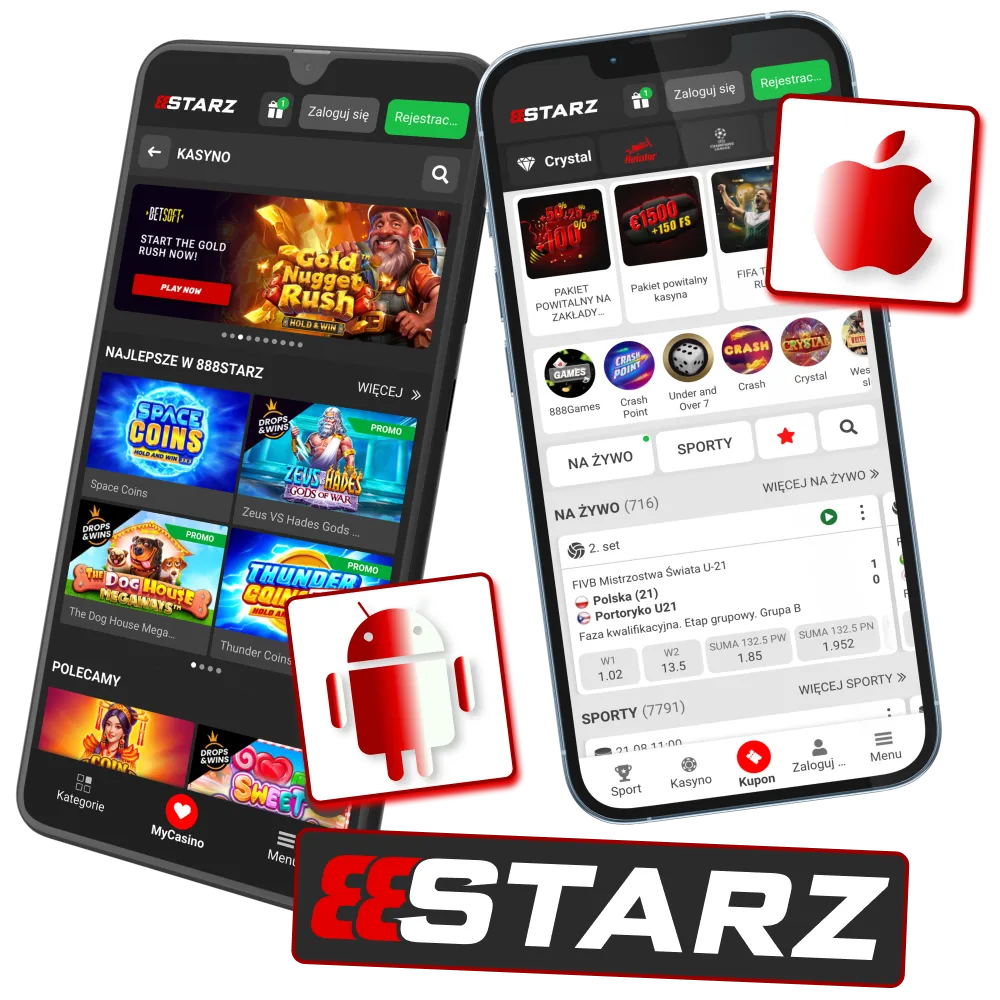 Aplikacja 888starz dla graczy z Polski na Android i iOS.