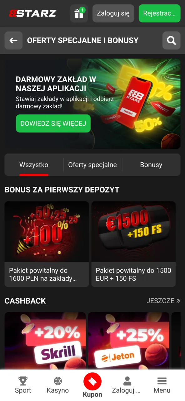 Bonusy i oferty 888starz z promocjami dla kasyna i zakładów sportowych.