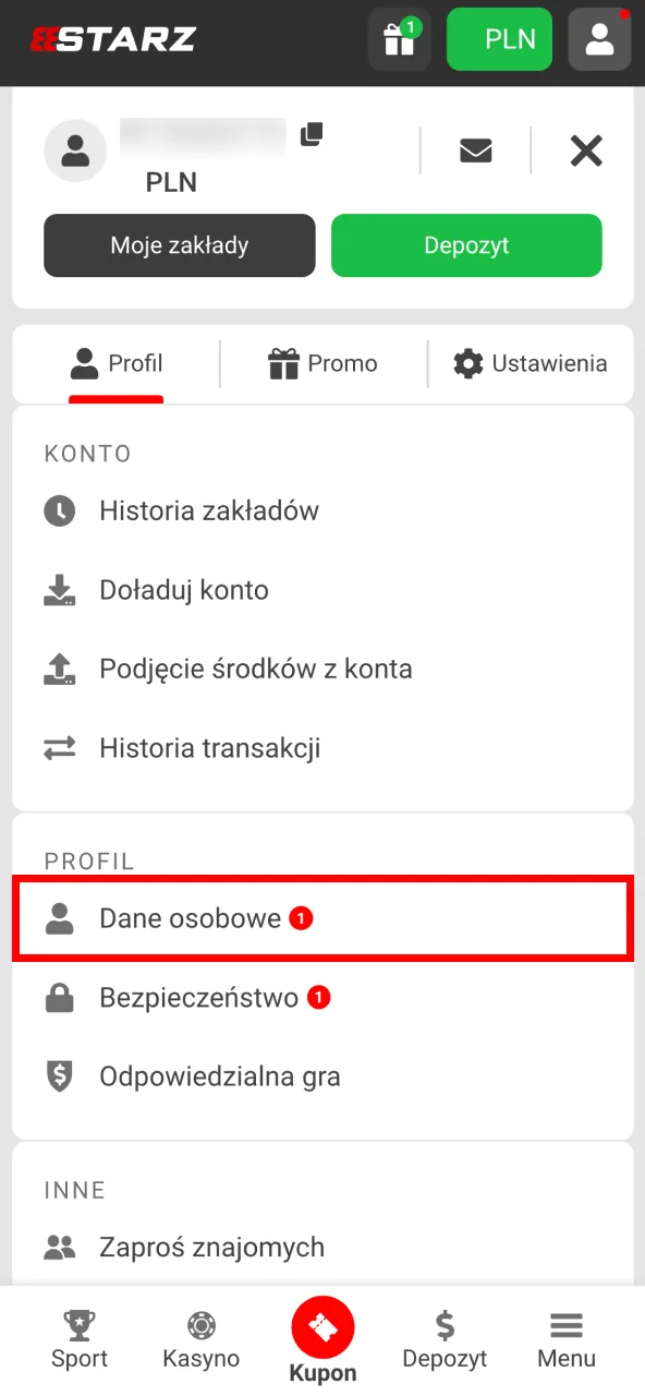 Zweryfikuj swój e-mail lub telefon na 888starz.