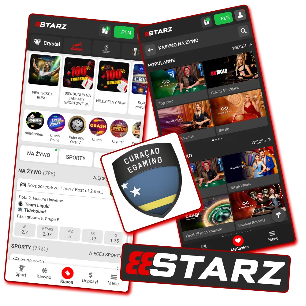 Legalne kasyno online 888starz z licencją Curaçao.