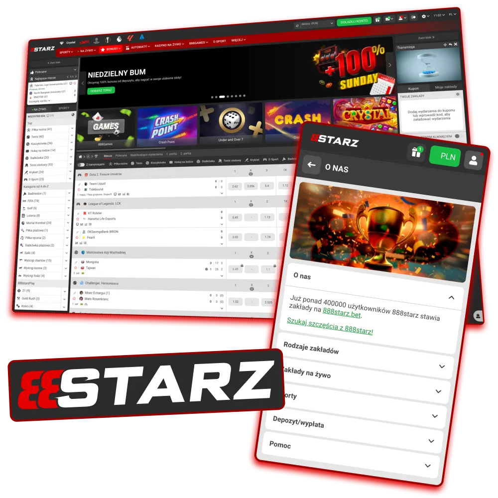 888starz to platforma z zakładami i grami kasynowymi online.