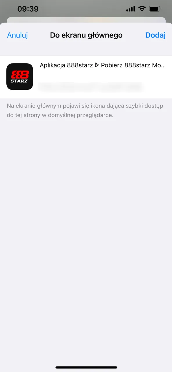 Zezwól na instalację 888starz i dodaj skrót.