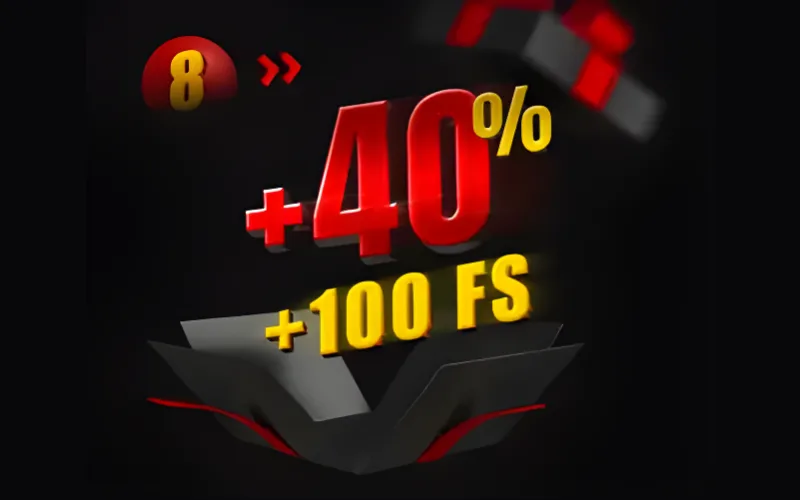 888Starz nagradza ósmą wpłatę 40% bonusem i 100 darmowymi spinami.