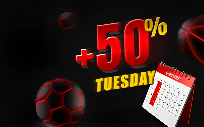 888Starz oferuje 50% bonusu na zakłady sportowe w każdy wtorek.