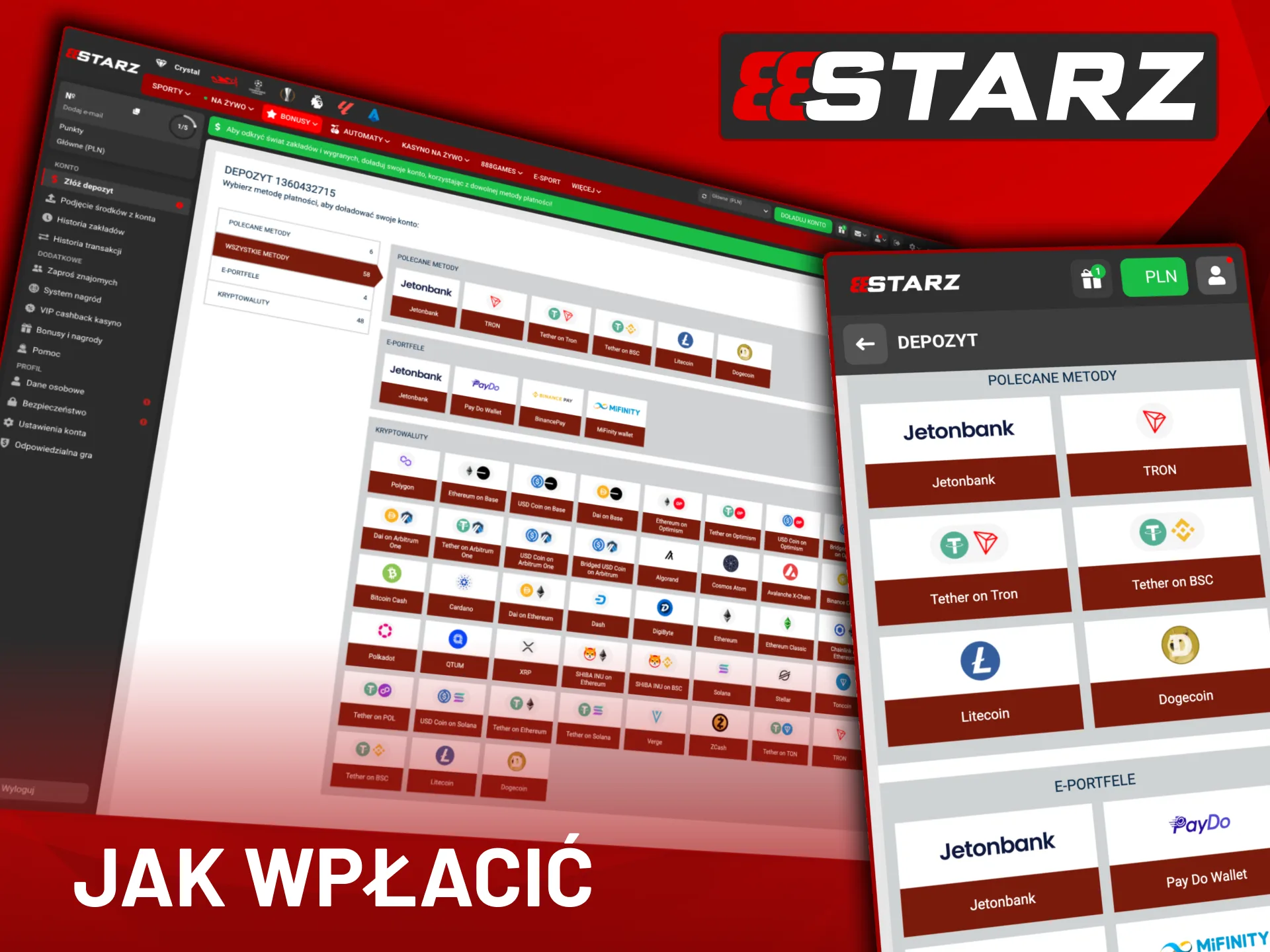 Wybierz metodę płatności w 888Starz.