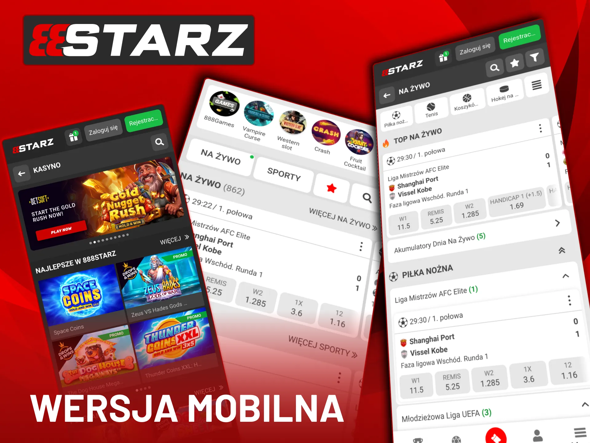 Mobilna strona 888Starz z pełną funkcjonalnością.