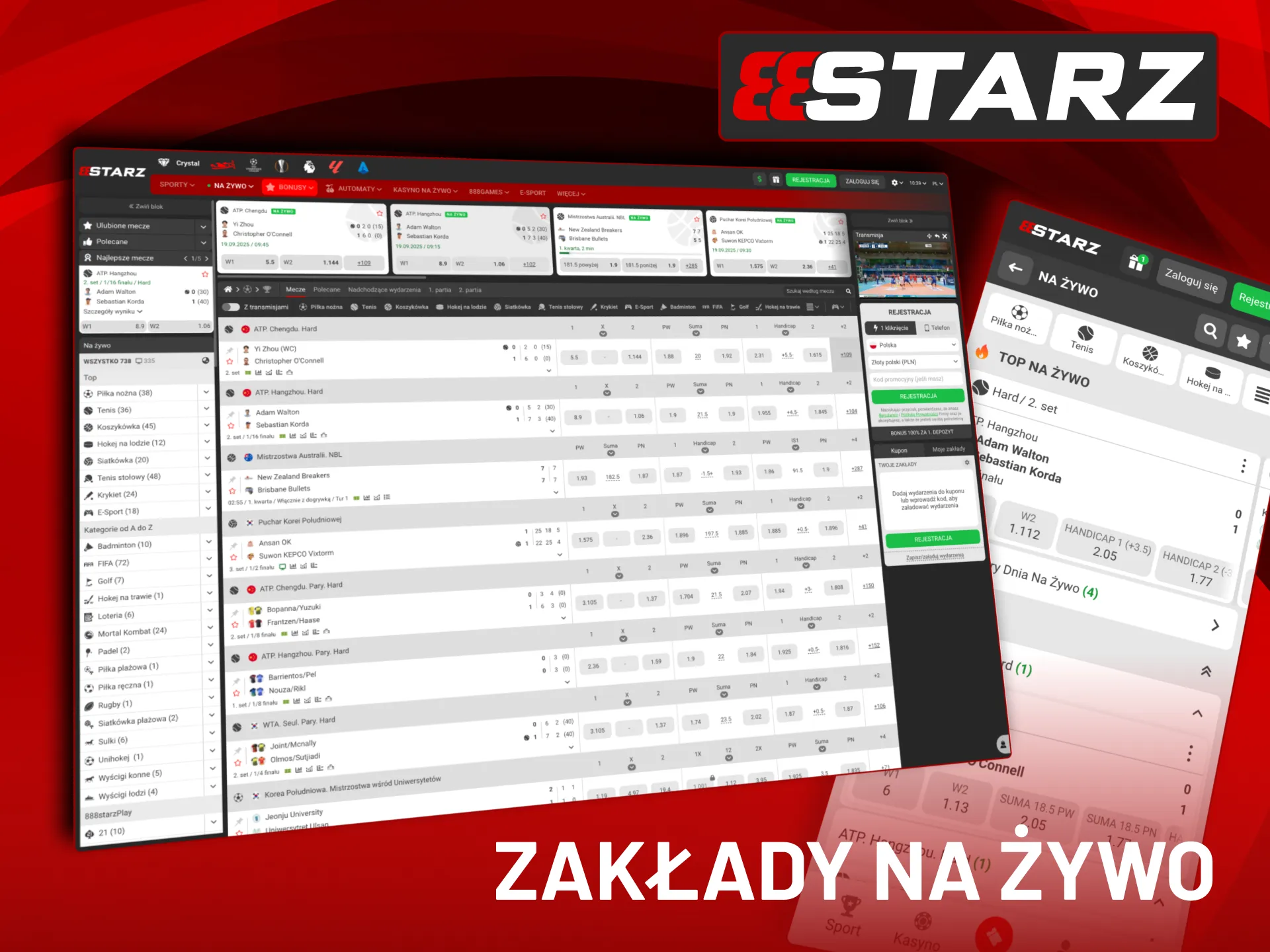 888Starz umożliwia typowanie podczas trwania meczu.