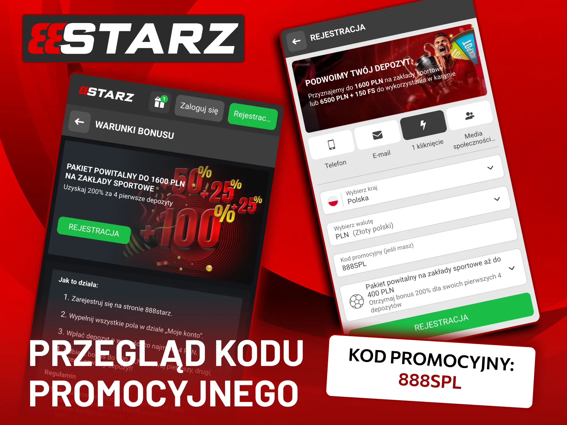 Wpisz kod promocyjny 888SPL i odbierz rozszerzony pakiet powitalny w 888Starz.