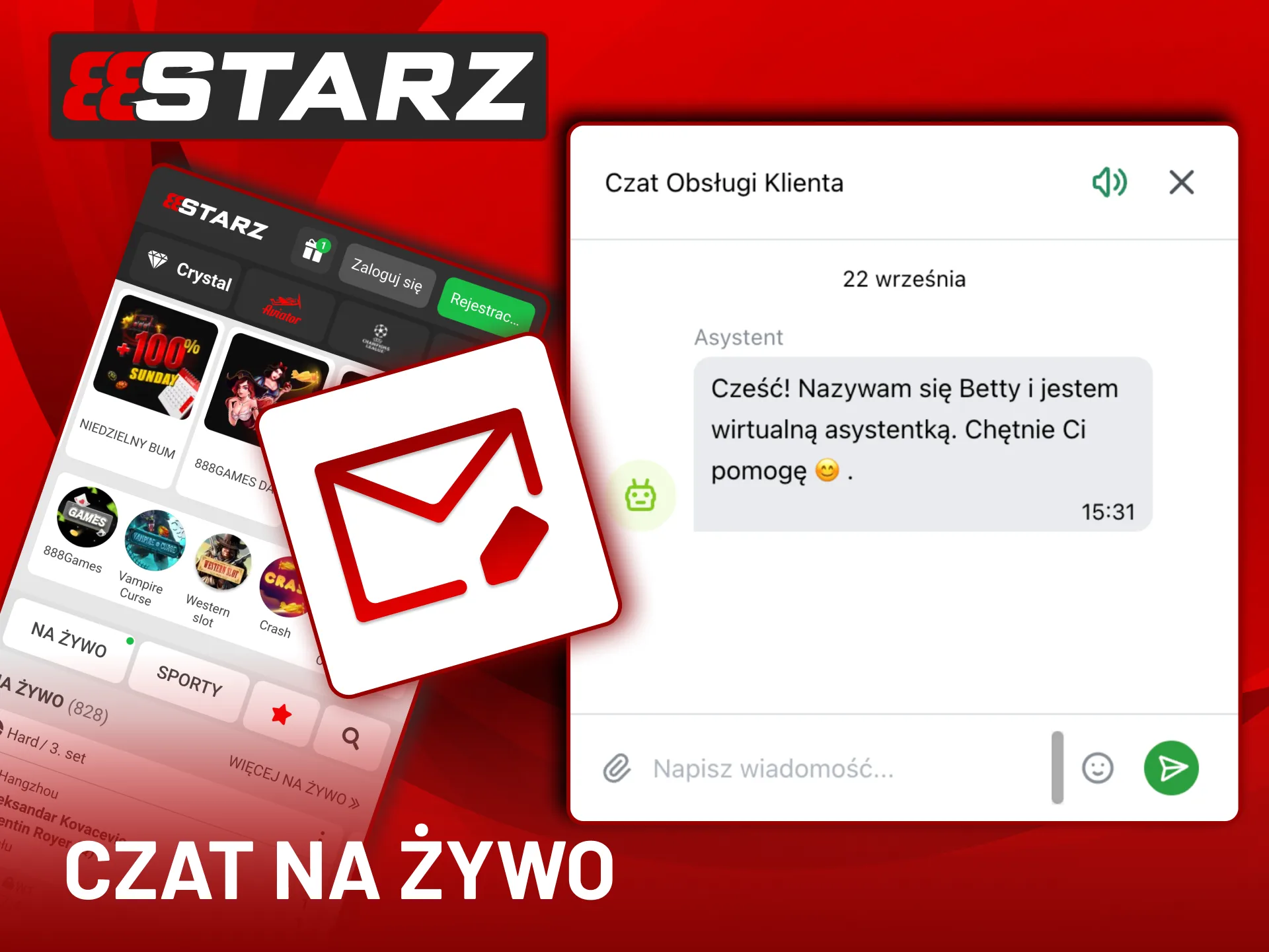 Skorzystaj z czatu 888Starz, by wyjaśnić zasady gier, bonusy i problemy z transakcjami.