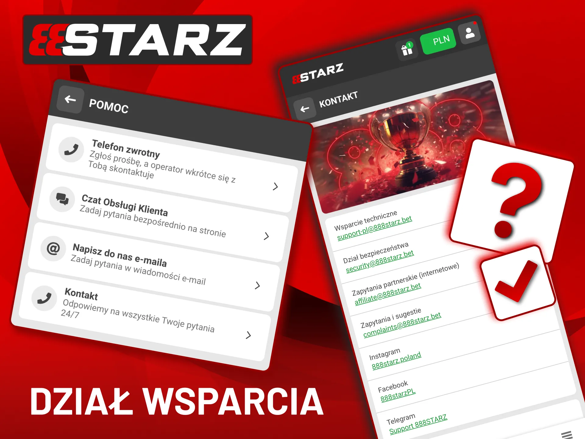 Dział wsparcia 888Starz pomoże Ci w każdej sprawie.