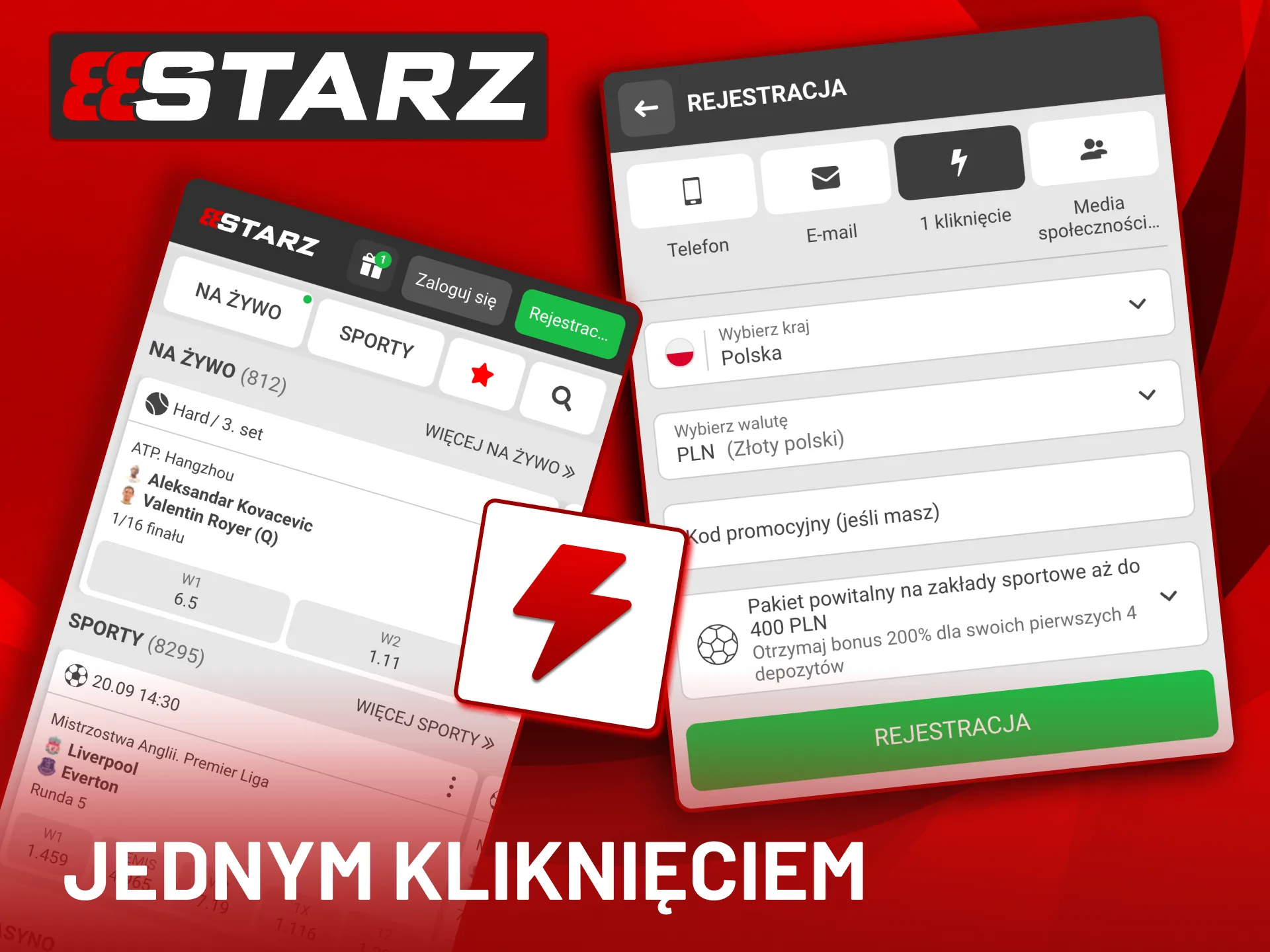 Jednym kliknięciem aktywuj konto i bonus w aplikacji 888Starz.