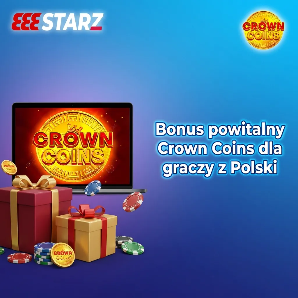 Crown Coins welcome bonus promotion for Polish players showing casino and sports betting rewards up to 6500 PLN